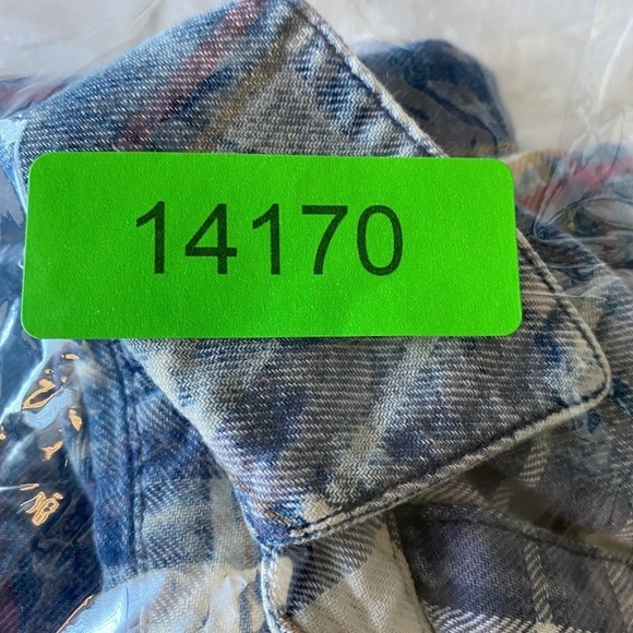 Tribal Jeans Women's Blue‎ Acid Wash Plaid Long Sleeve Button Up Shirt Size Med - Picture 15 of 15